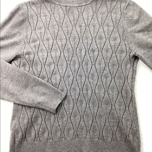 Eclectic Grey High Turtleneck Wavy Pattern Knit Sweater Size Large - Picture 16 of 16